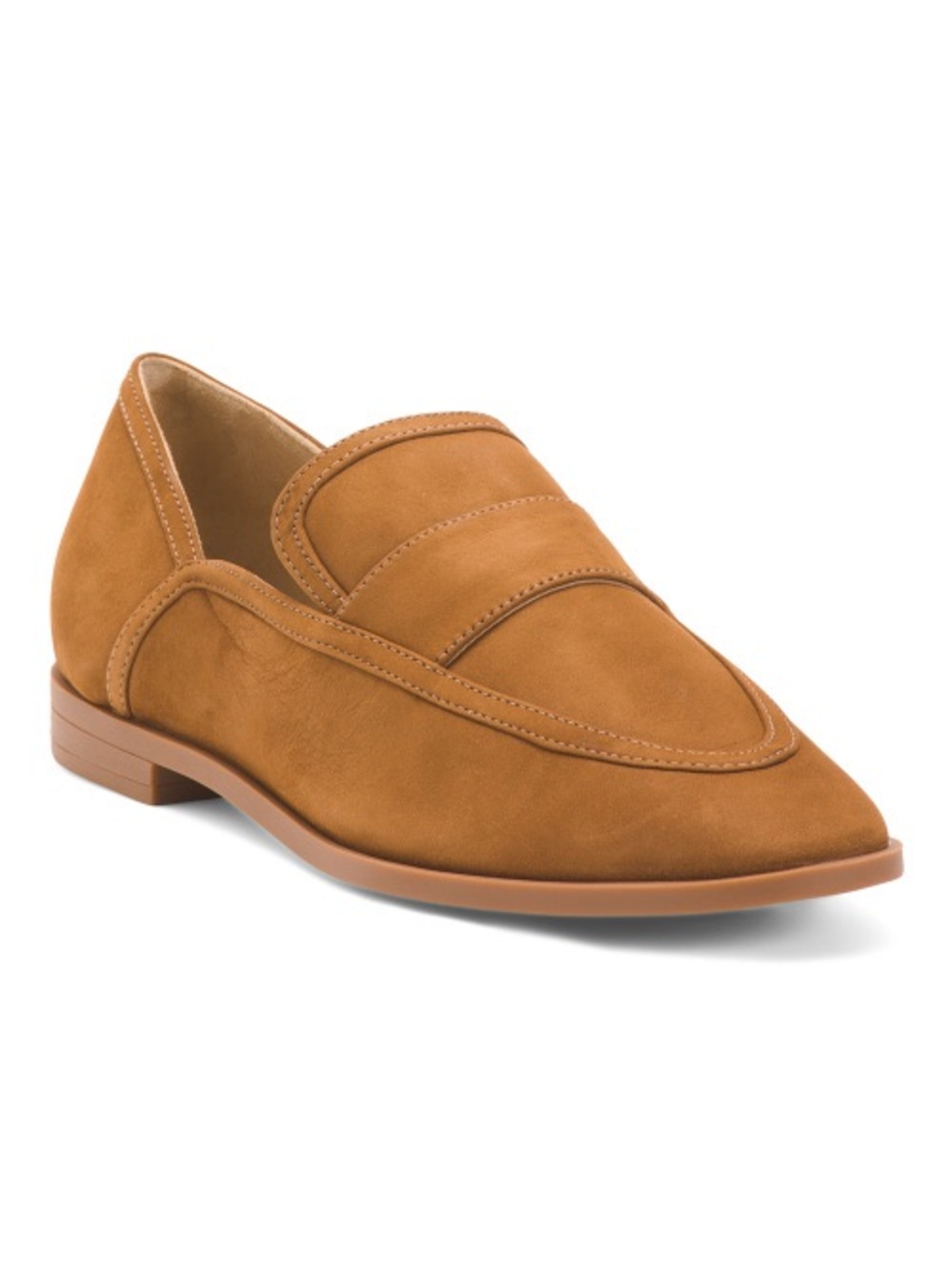 SCHUTZ Cognac Suede Pointed Penny Loafer